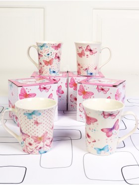 Butterfly Print Mug Set (4pcs)